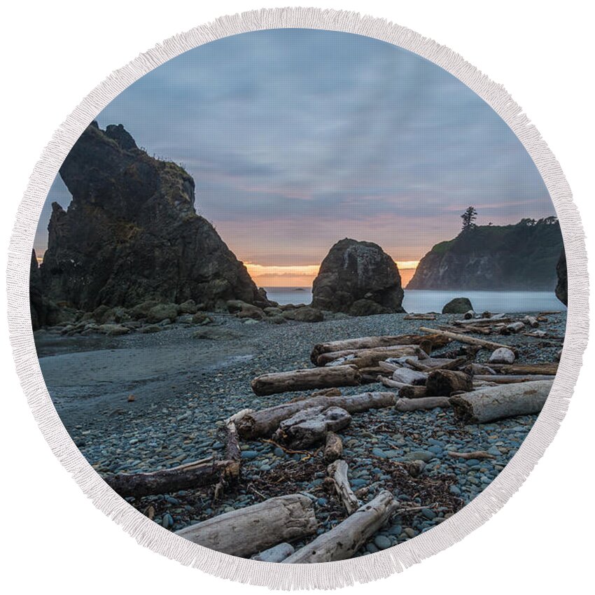 Olympic National Park Round Beach Towel featuring the photograph Bone Yard by Kristopher Schoenleber