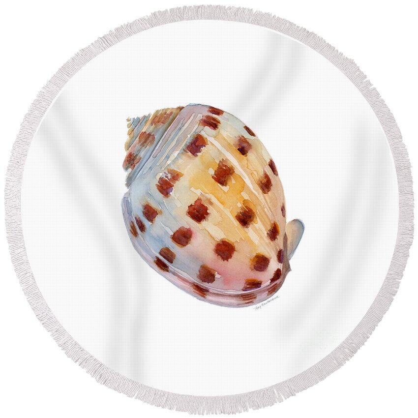 Shell Round Beach Towel featuring the painting Bonnet Shell by Amy Kirkpatrick