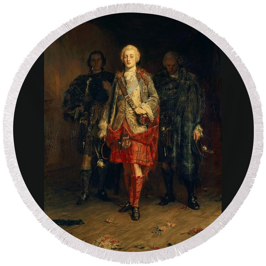 John Pettie Round Beach Towel featuring the painting Bonnie Prince Charlie by MotionAge Designs