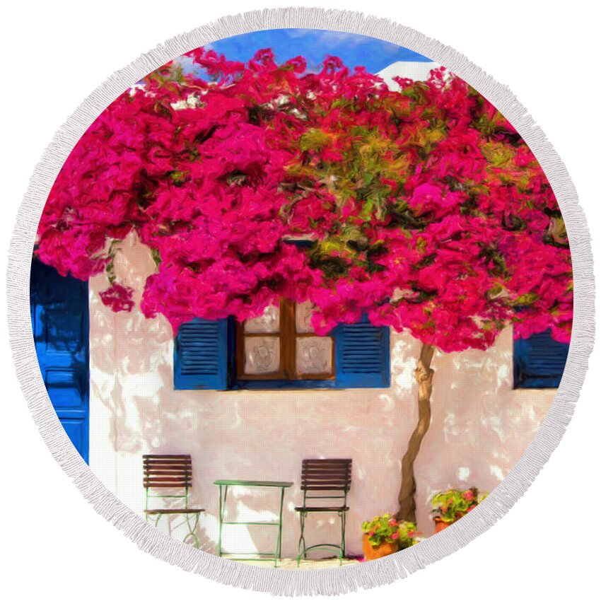 Bougainvillea Round Beach Towel featuring the painting Bougainvillea by Dominic Piperata