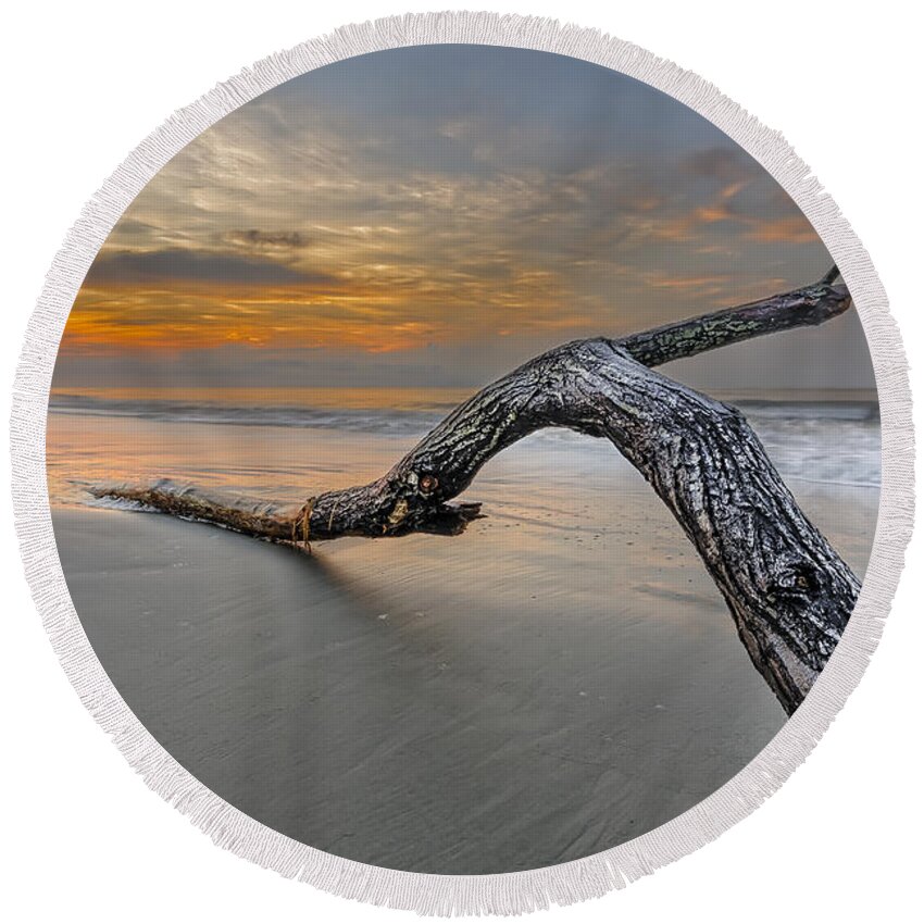 Abstract Round Beach Towel featuring the photograph Bough in Ocean by Peter Lakomy