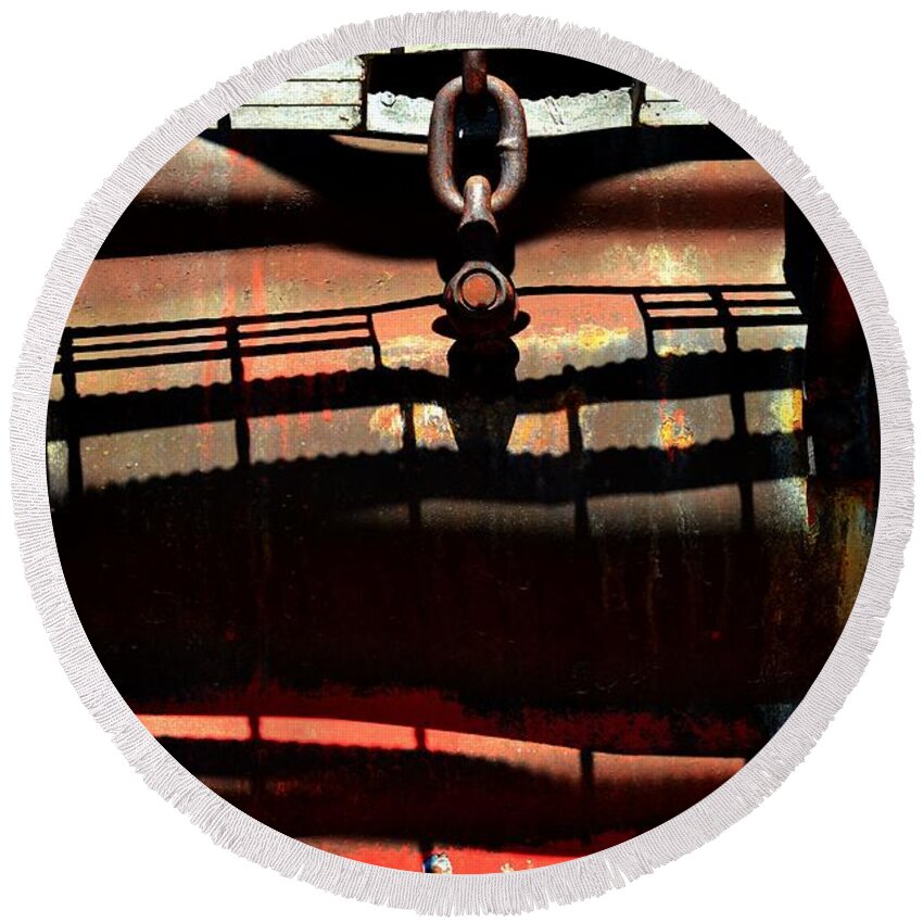 Newel Hunter Round Beach Towel featuring the photograph Boxcar Abstract 7 by Newel Hunter