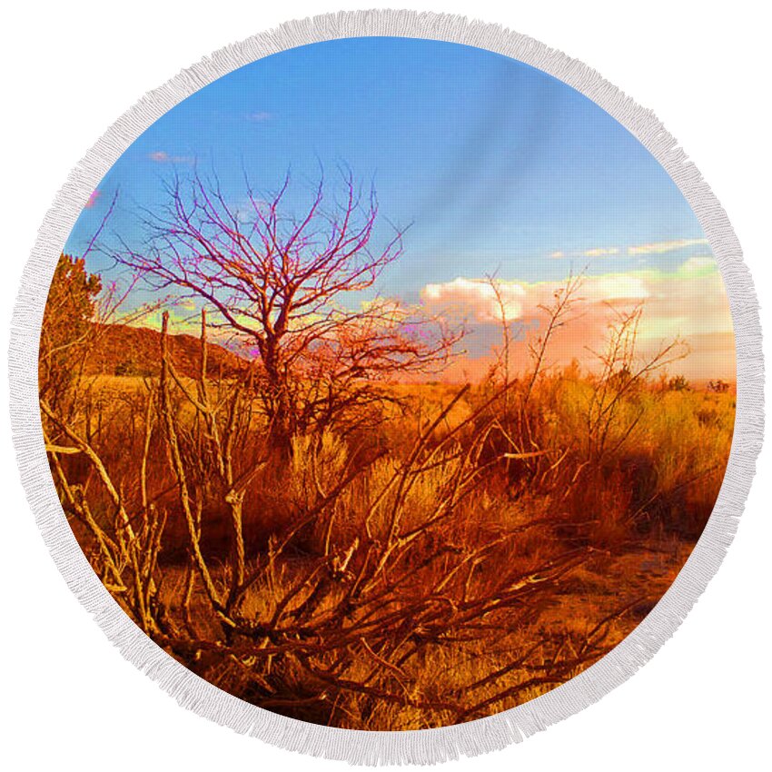 Southwest Round Beach Towel featuring the photograph Branching Out by Claudia Goodell