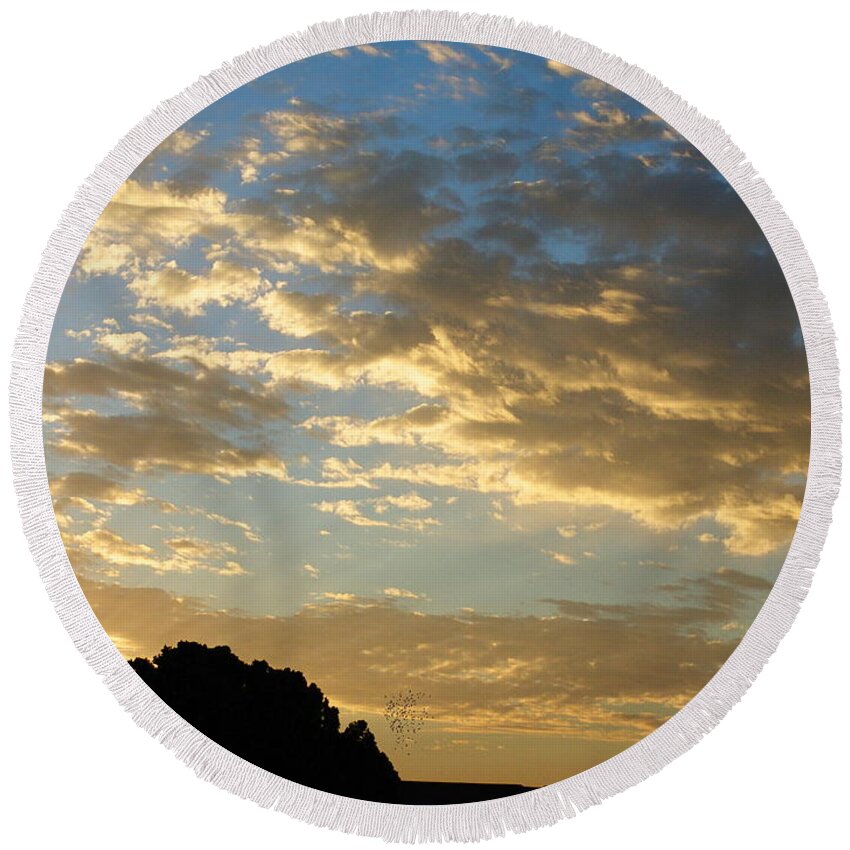 Skyscape Round Beach Towel featuring the photograph Breaking Through by Glenn McCarthy Art and Photography