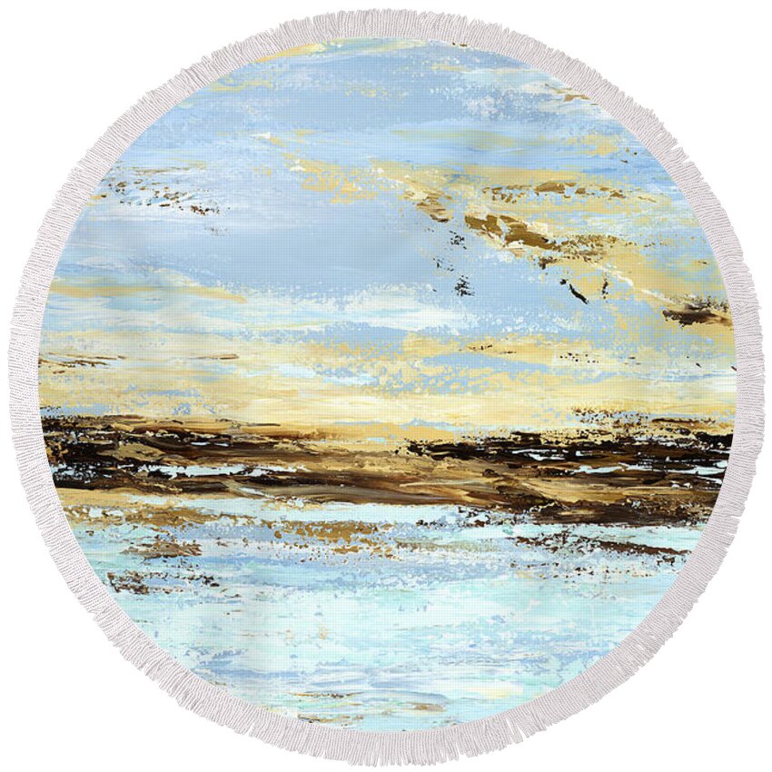 Costal Round Beach Towel featuring the painting Breakwater by Tamara Nelson