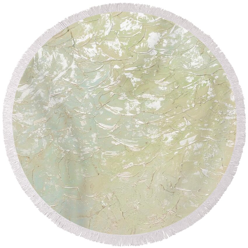 Pink Round Beach Towel featuring the painting Breath of Spring by Linda Bailey