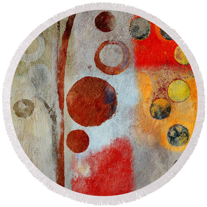 Ubble Tree Tree Round Beach Towel featuring the painting Bubble Tree - Ls55 by Variance Collections