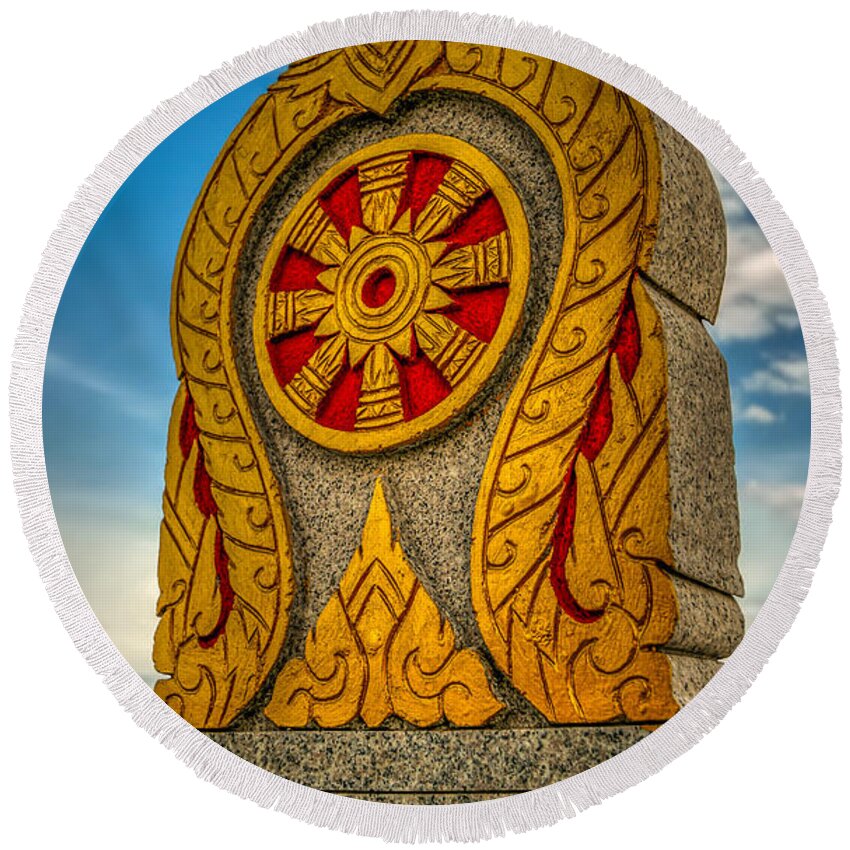 Architecture Round Beach Towel featuring the photograph Buddhist Icon by Adrian Evans
