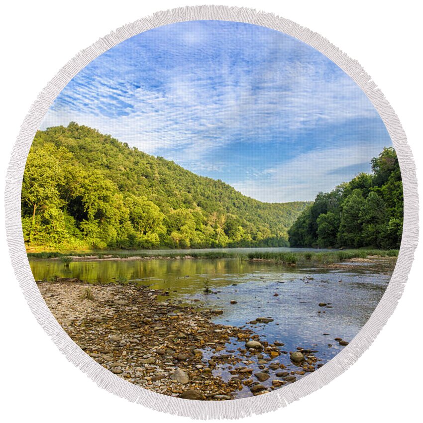 Sunset Round Beach Towel featuring the photograph Buffalo River Details by Bill and Linda Tiepelman