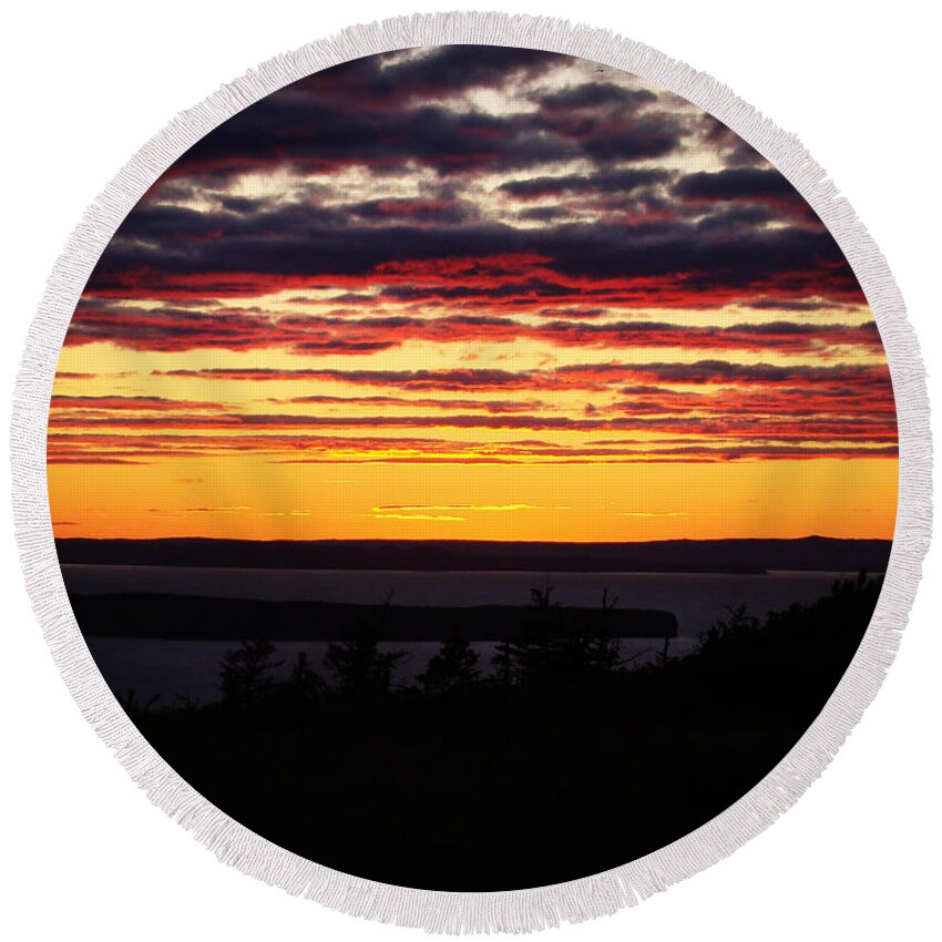 Sky Round Beach Towel featuring the photograph Burning by Zinvolle Art