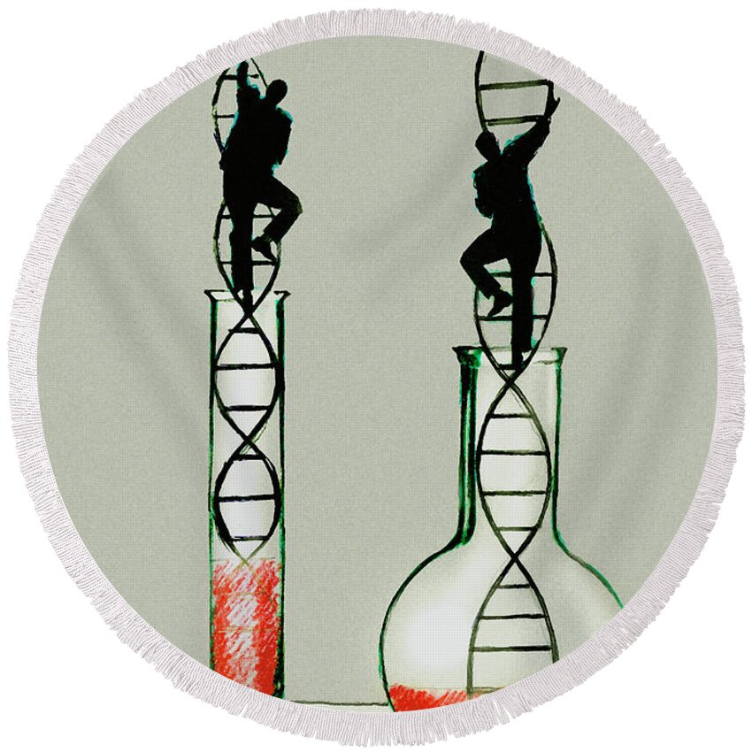Adult Round Beach Towel featuring the photograph Businessmen Climbing Double Helix by Ikon Ikon Images