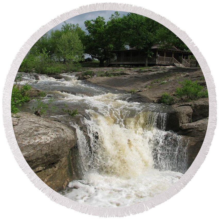 Butcher Falls Round Beach Towel featuring the photograph Butcher Falls by Keith Stokes