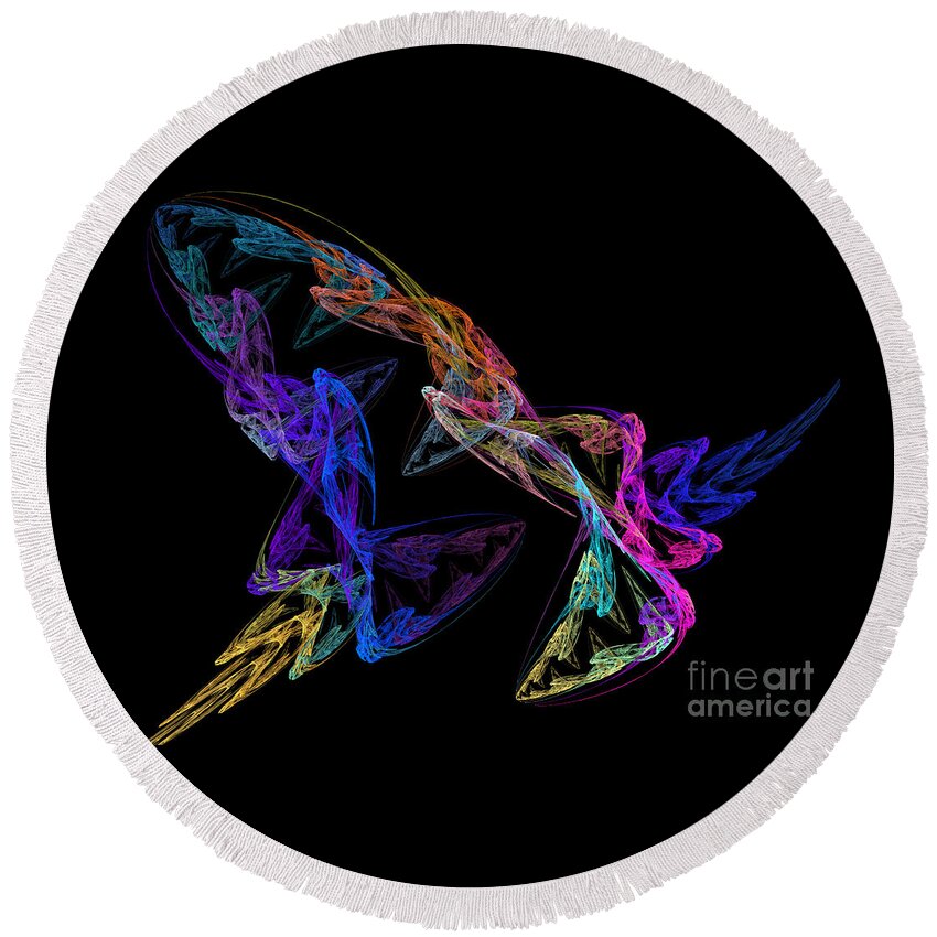 Digital Round Beach Towel featuring the digital art Butterfly Dance by Yvonne Johnstone
