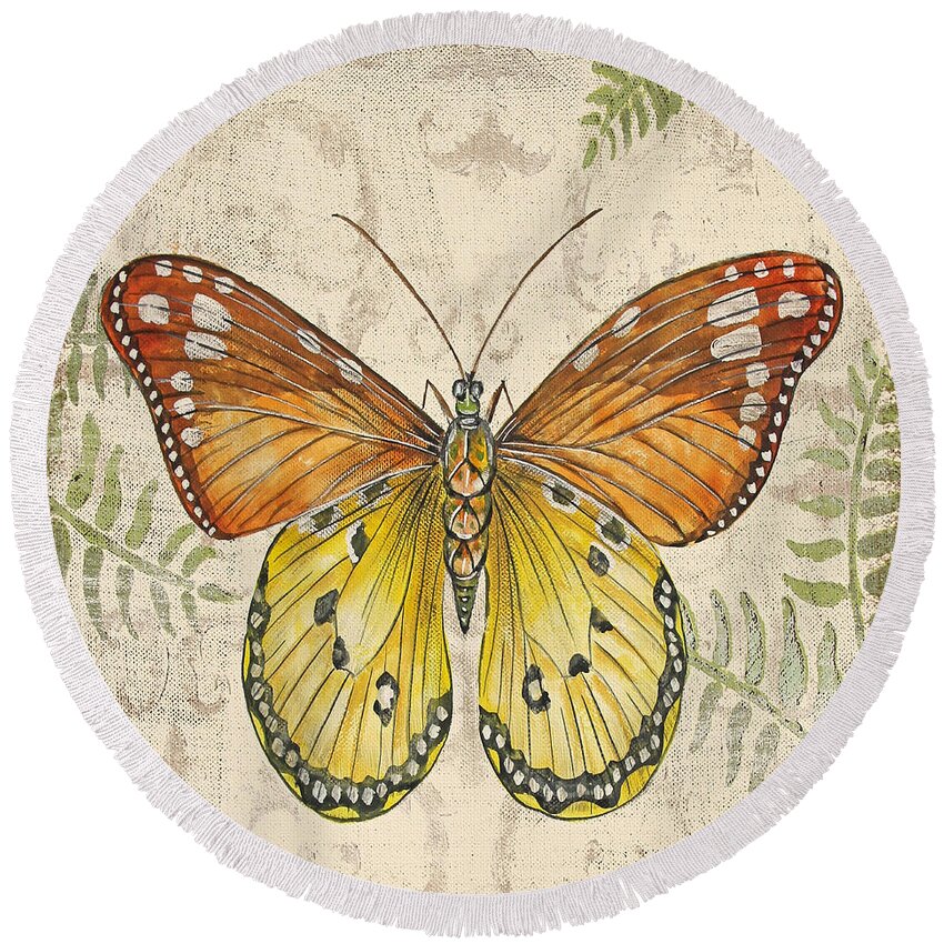 Painting Round Beach Towel featuring the painting Butterfly Daydreams-C by Jean Plout