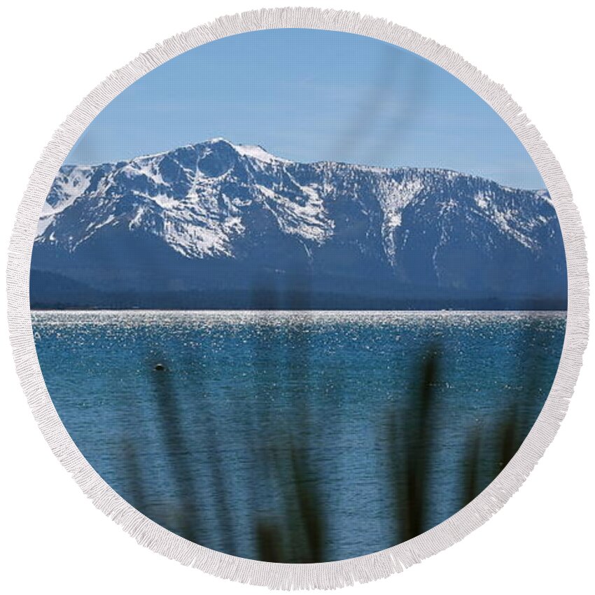 Lake Tahoe Round Beach Towel featuring the photograph By the Shores of Lake Tahoe by Michele Myers