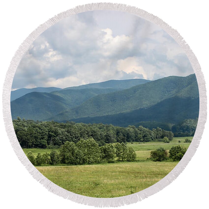 Landscape Round Beach Towel featuring the photograph Cades Cove In Summer by Todd Blanchard