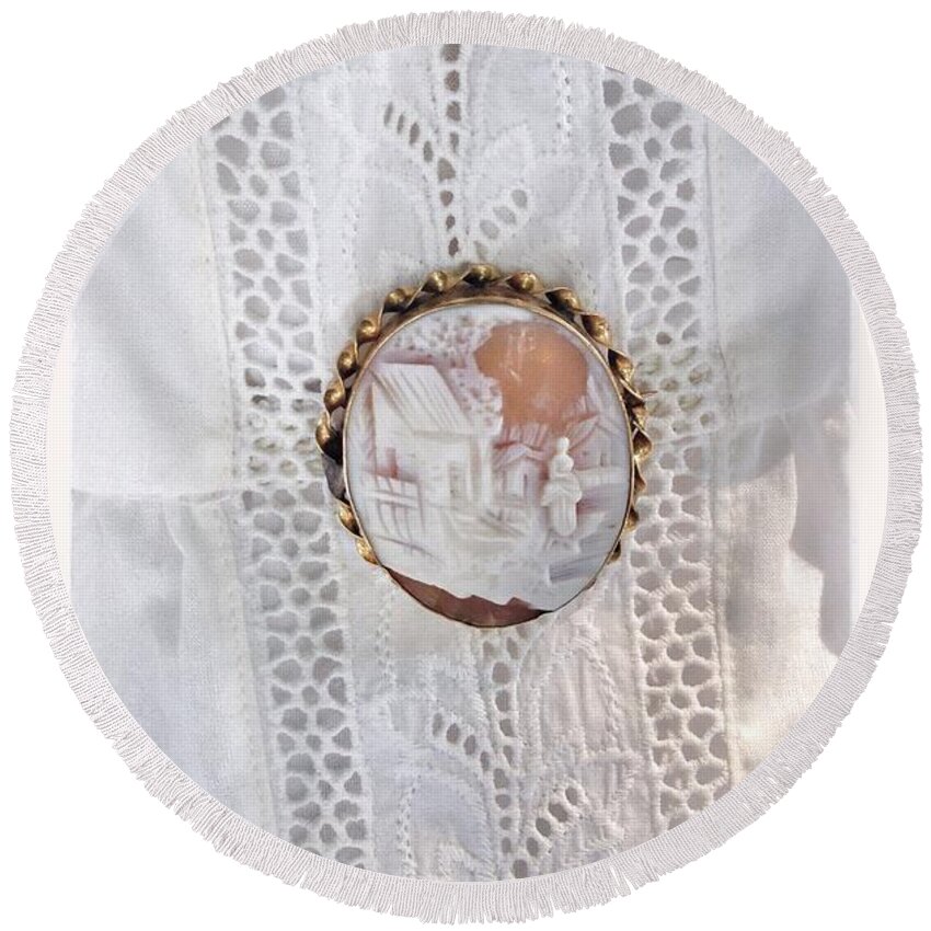 Cameo Lace Round Beach Towel featuring the photograph Cameo Lace by Susan Garren