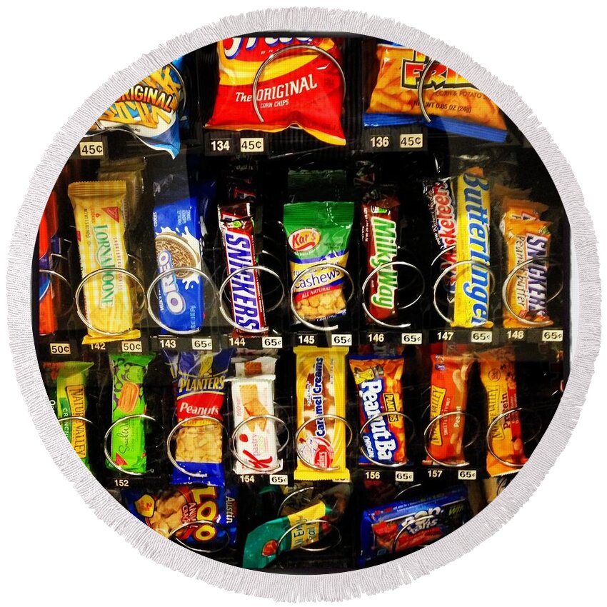 Snacks Round Beach Towel featuring the photograph Candy Time by Mark Valentine