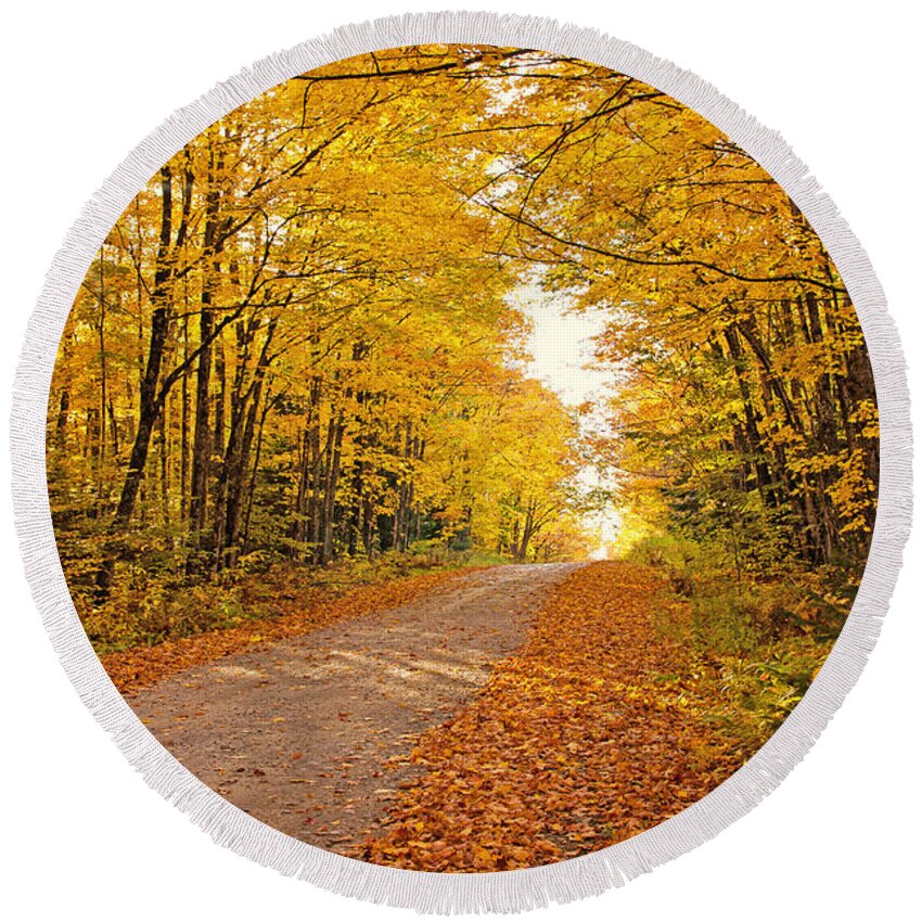 Fall Foliage Round Beach Towel featuring the photograph Canopy of Fall by Gwen Gibson