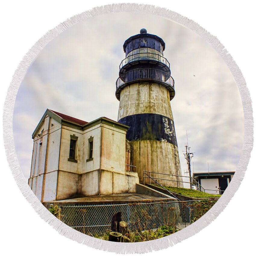 Lighthouse Round Beach Towel featuring the photograph Cape Disappointment by Cathy Anderson