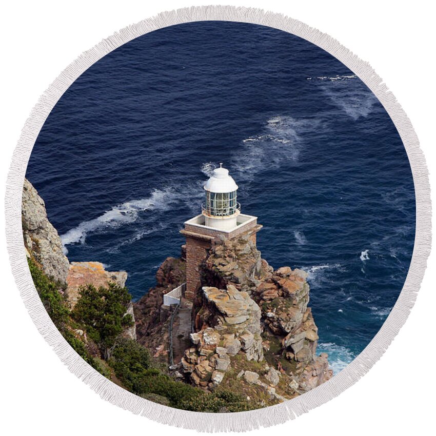 Cape Of Good Hope Round Beach Towel featuring the photograph Cape Of Good Hope Lighthouse by Aidan Moran