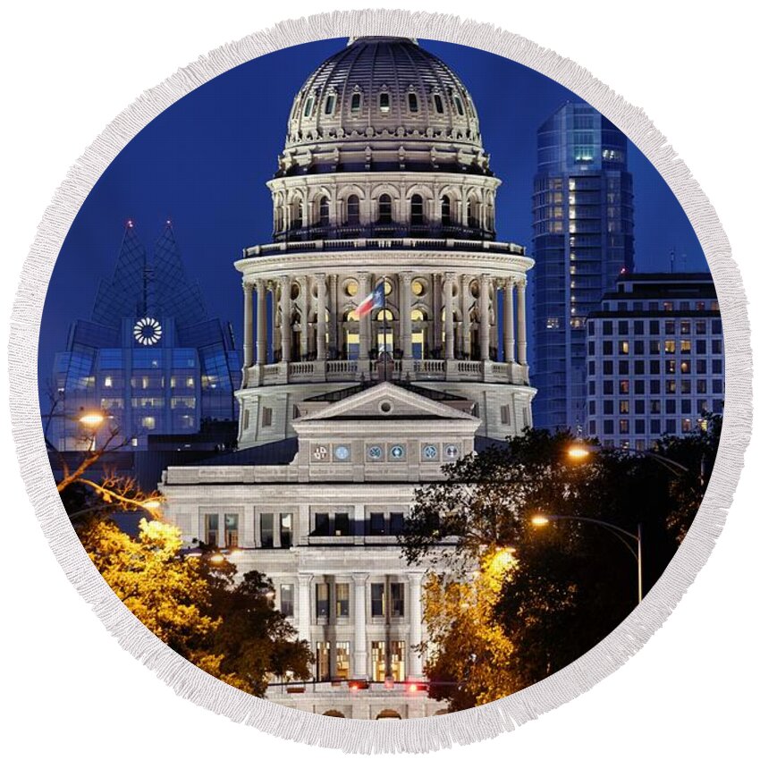 Texas Capitol Round Beach Towel featuring the photograph Capitol of Texas by Silvio Ligutti