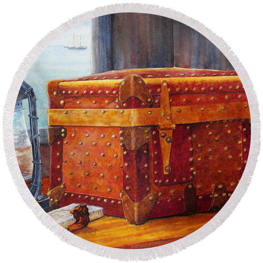 Still Life Round Beach Towel featuring the painting Capt. Murray's Chest by Roger Rockefeller