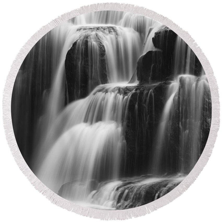 Autumn Round Beach Towel featuring the photograph Cascades of Lower Lewis Falls by Mark Kiver