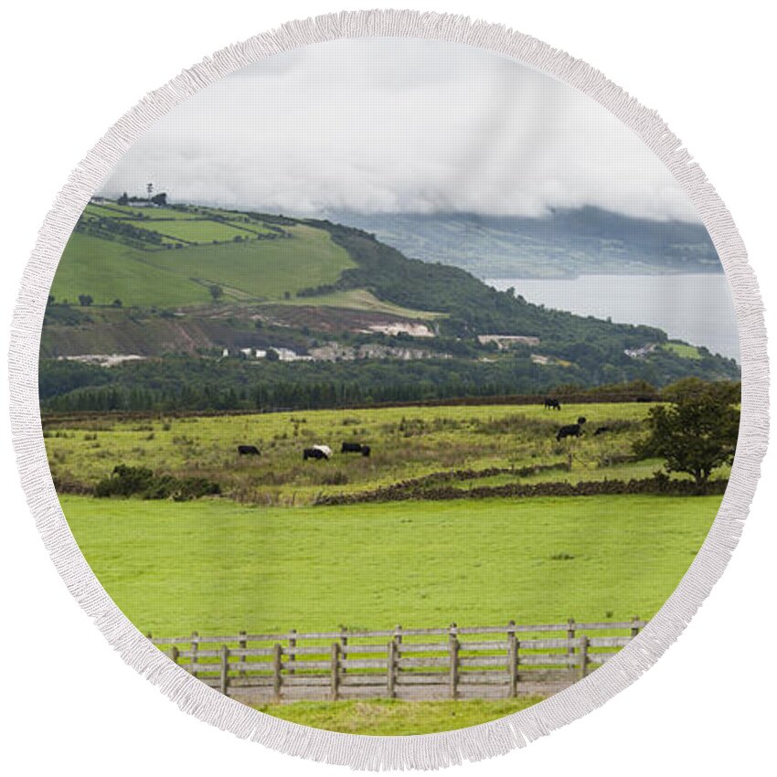 Animal Round Beach Towel featuring the photograph Causeway Coastal Route in Northern Ireland by Semmick Photo