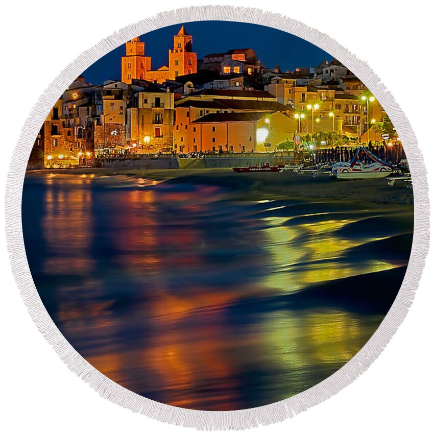 Cefalu Round Beach Towel featuring the photograph Cefalu by Robert Charity