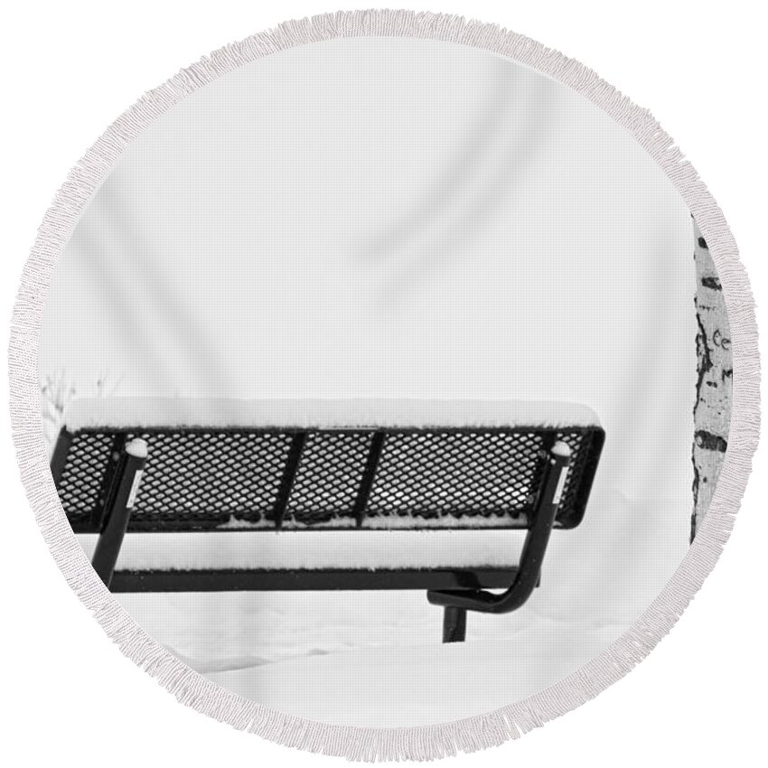 Snow Round Beach Towel featuring the photograph Cesar Melai Love in The Snow BW by James BO Insogna