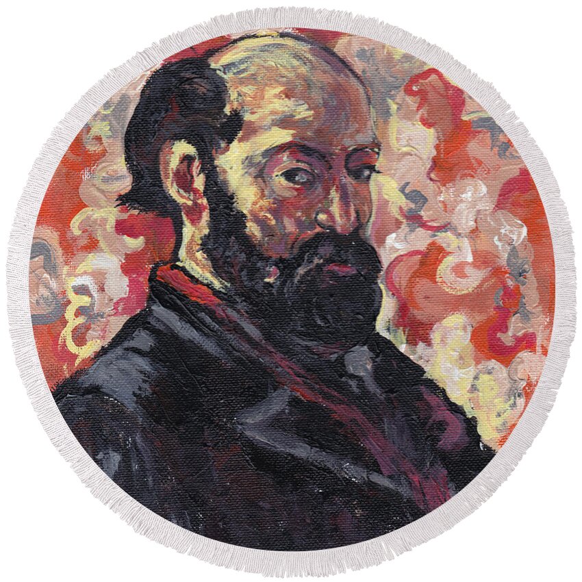 Cezanne Round Beach Towel featuring the painting Cezanne by Tom Roderick