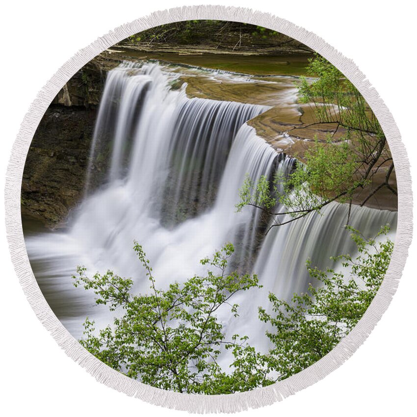 Waterfalls Round Beach Towel featuring the photograph Chagrin Falls by Dale Kincaid