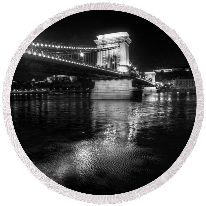 Europe Round Beach Towel featuring the photograph Chain Bridge Danube River by John Magyar Photography