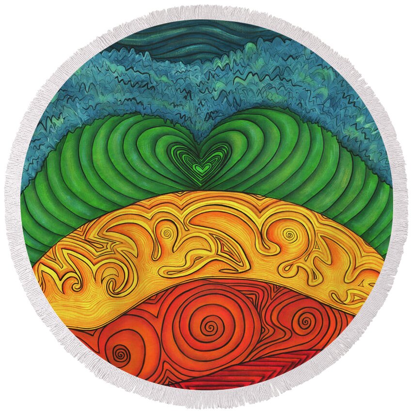 Chakra Painting Round Beach Towel featuring the painting Chakra Ascension by Deborha Kerr