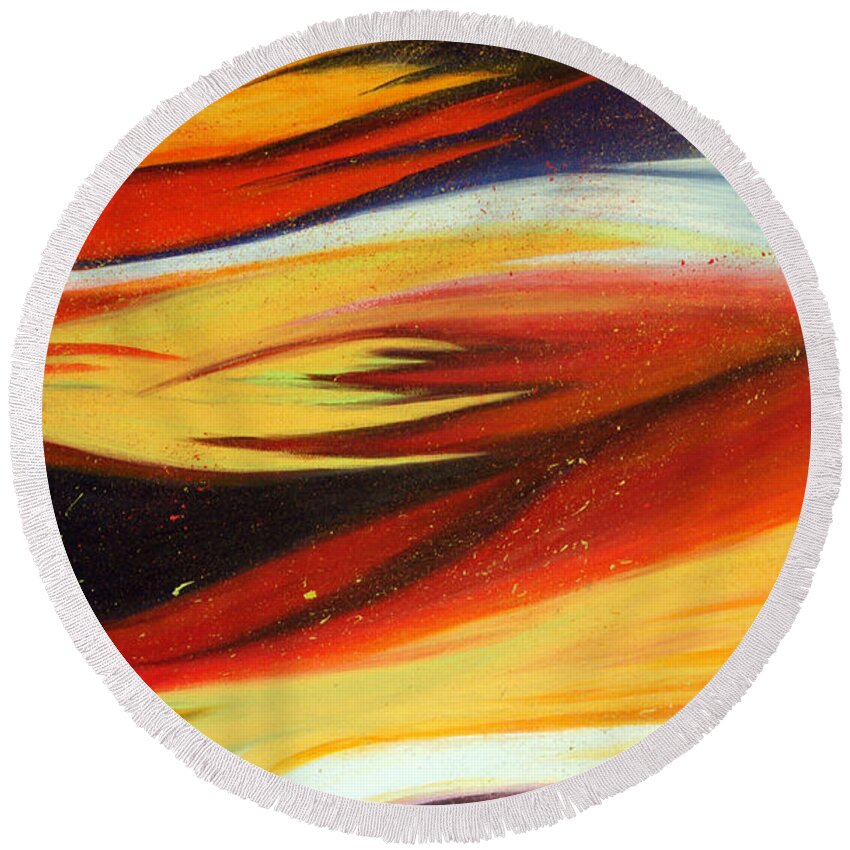 Abstract Round Beach Towel featuring the painting Charybdis by Michelle Joseph-Long