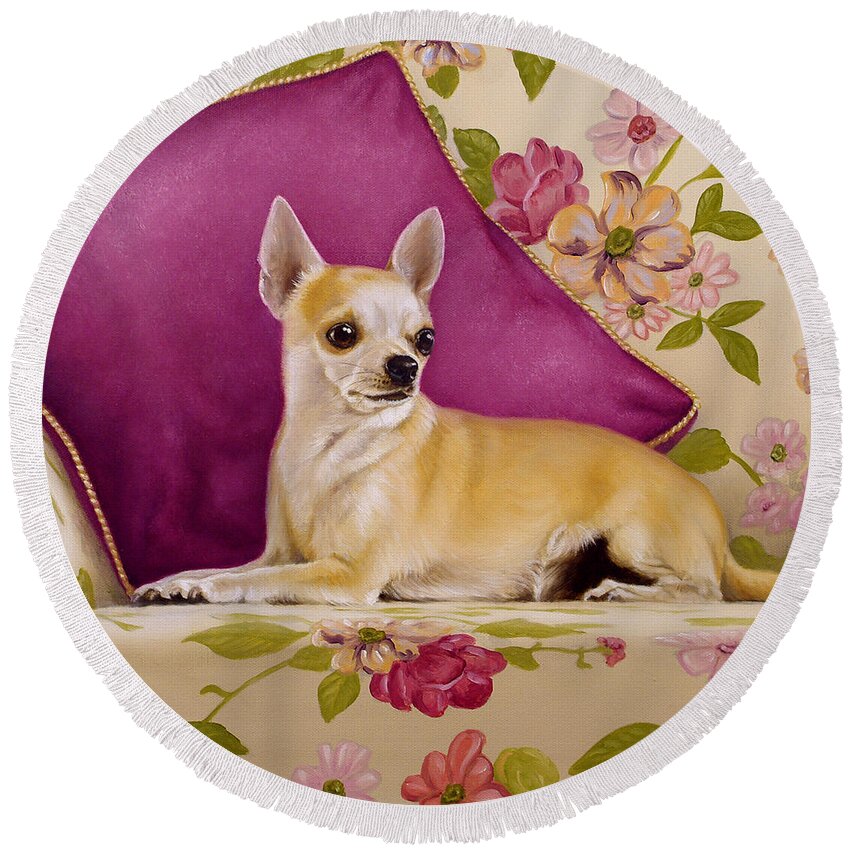 Chihuahua Round Beach Towel featuring the painting Chihuahua II by John Silver