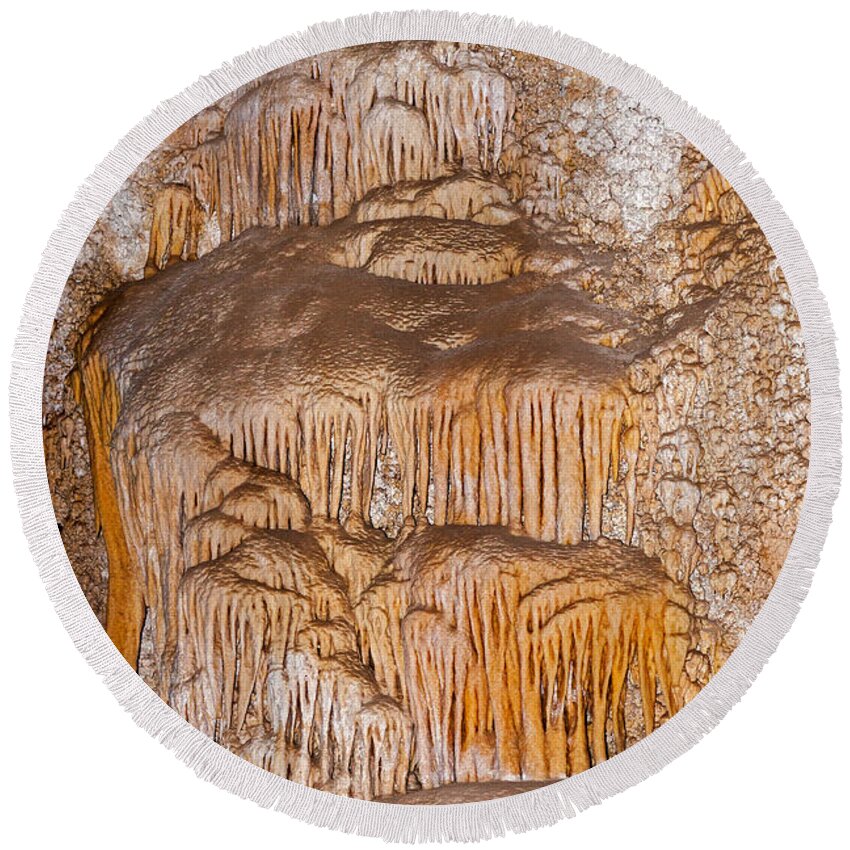 Carlsbad Round Beach Towel featuring the photograph ChineseTheater Carlsbad Caverns National Park by Fred Stearns