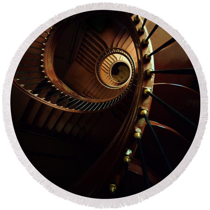 Staircase Round Beach Towel featuring the photograph Chocolate spirals by Jaroslaw Blaminsky