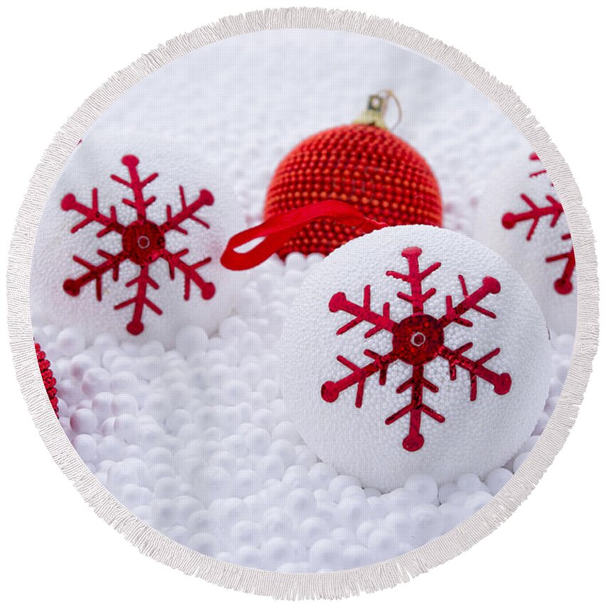 Christian Tradition Round Beach Towel featuring the photograph Christmas background by Paulo Goncalves