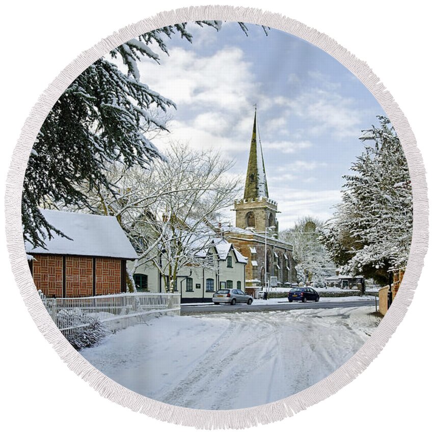 Staffordshire Round Beach Towel featuring the photograph Church Road - Rolleston on Dove by Rod Johnson
