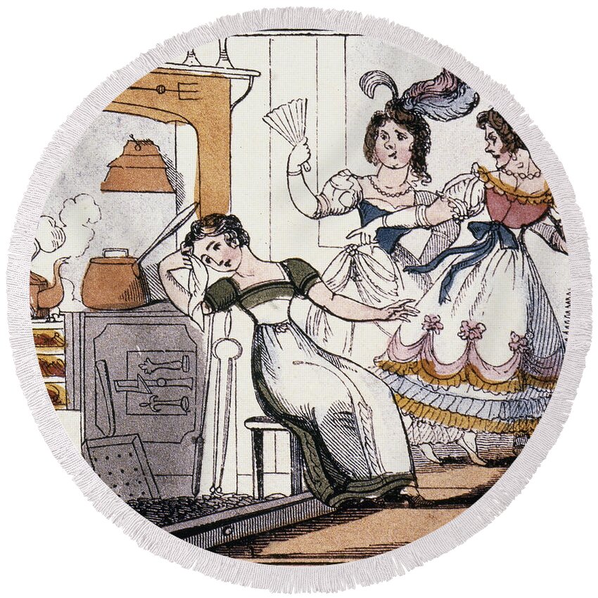 1825 Round Beach Towel featuring the drawing Cinderella's Sisters Cinderella's by Granger