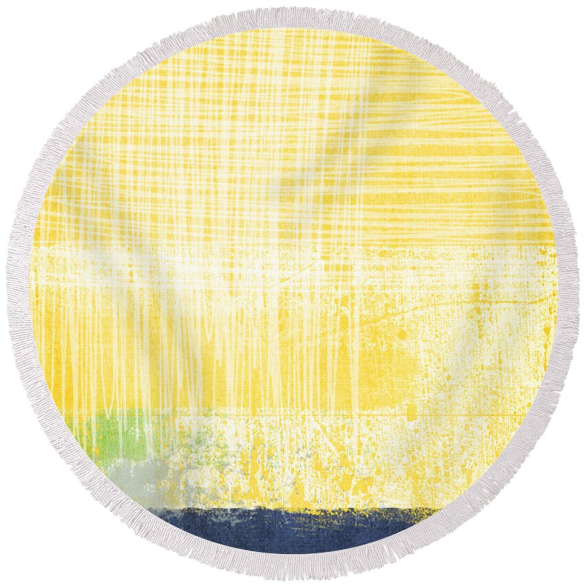 Abstract Painting Round Beach Towel featuring the painting Circadian by Linda Woods