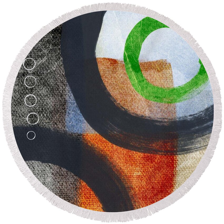 Circles Round Beach Towel featuring the painting Circles 2 by Linda Woods