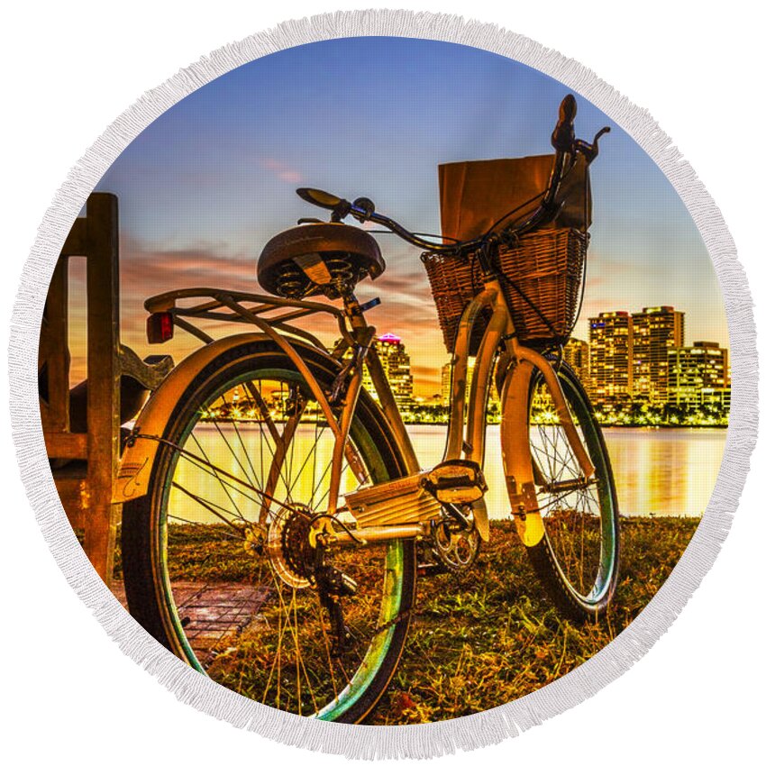On Round Beach Towel featuring the photograph City Bike by Debra and Dave Vanderlaan