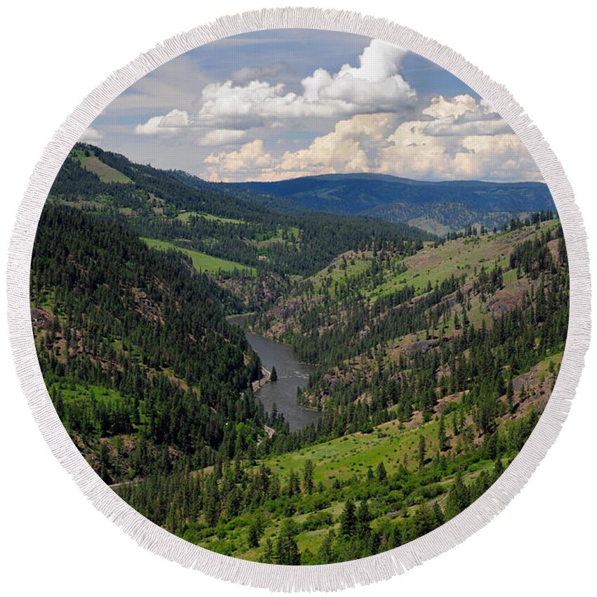 Bitterroot Mountains Round Beach Towel featuring the photograph Clearwater River by Theodore Clutter