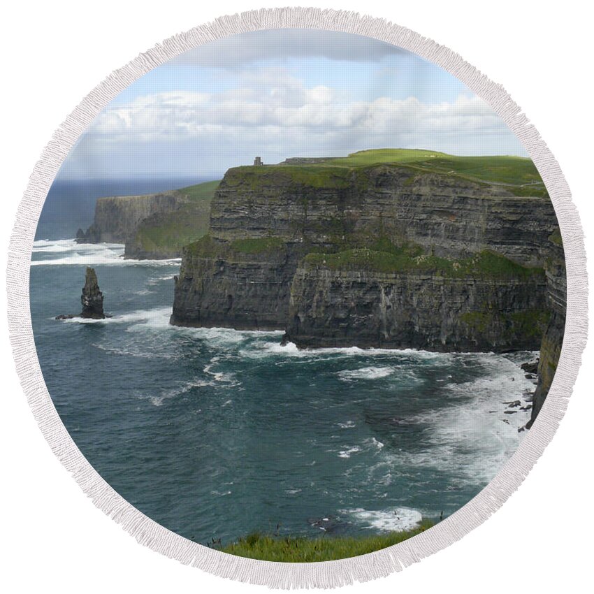 Ireland Round Beach Towel featuring the photograph Cliffs of Moher 3 by Mike McGlothlen