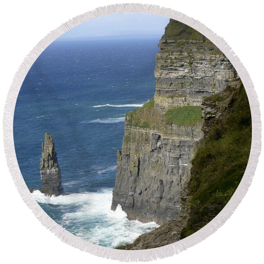 Travel Round Beach Towel featuring the photograph Cliffs of Moher 7 by Mike McGlothlen