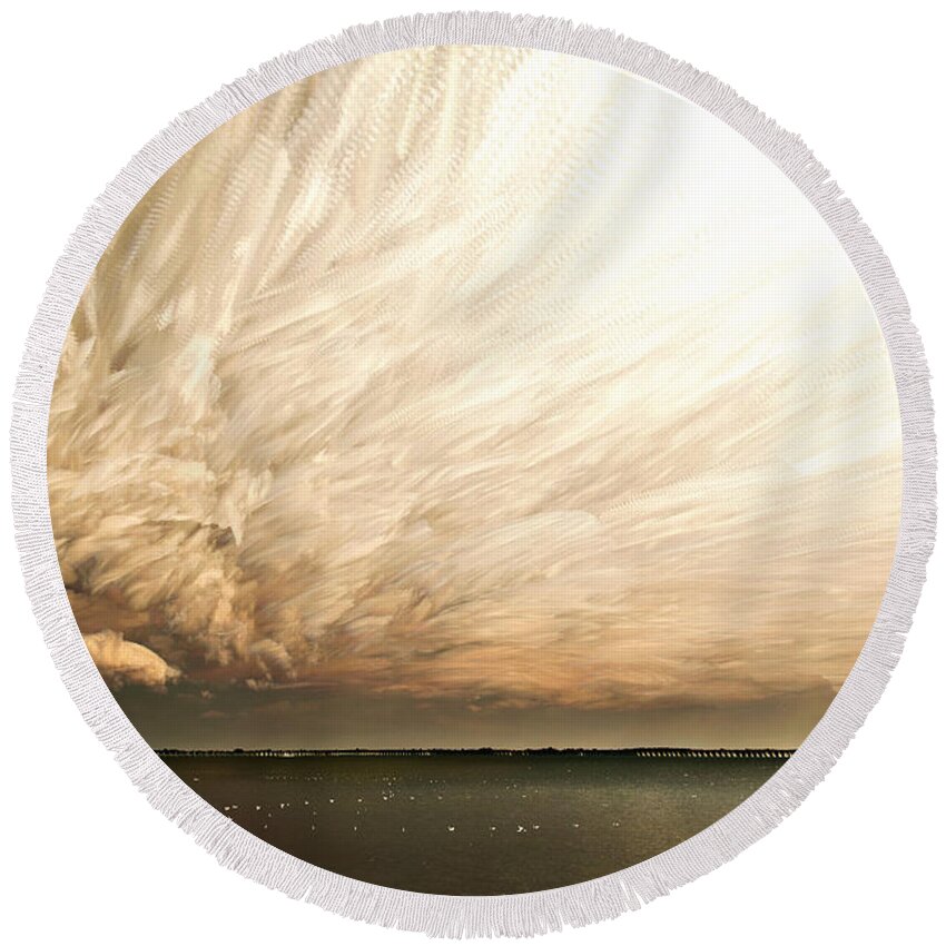 Landscape Round Beach Towel featuring the photograph Cloud Chaos by Matt Molloy