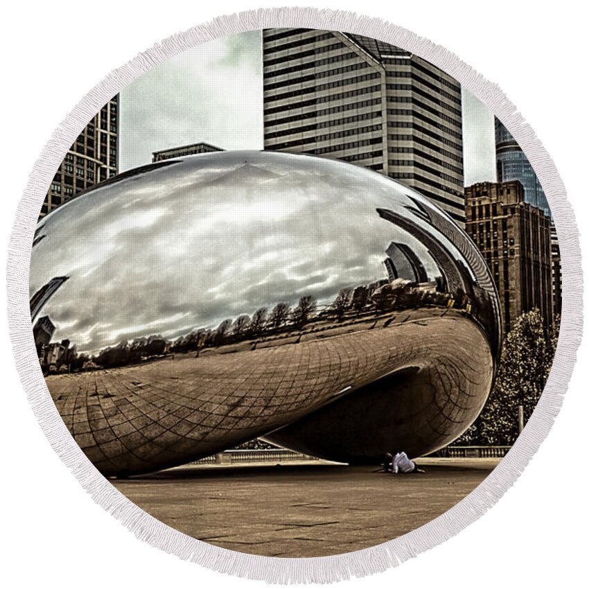 Cloud Gate Round Beach Towel featuring the photograph Cloud Gate May 2014 by Frank Winters